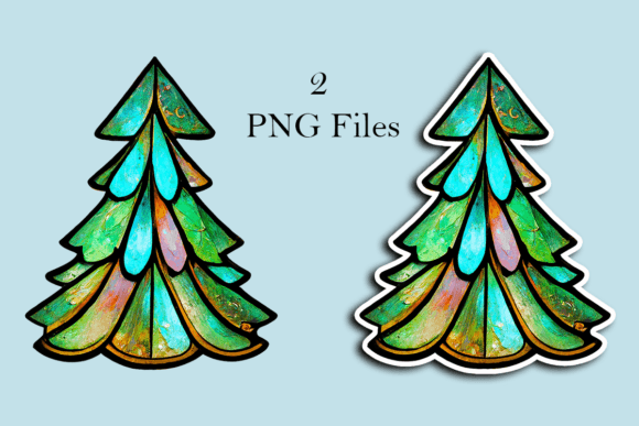 Art Nouveau Stained Glass Christmas Tree Illustrations