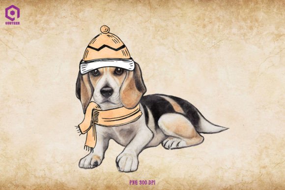 Beagle Cozy Christmas Illustration Review