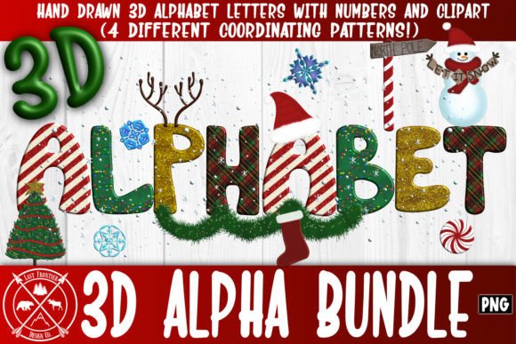 Christmas 3D Hand Drawn Alphabet Bundle for Blog & Website Design