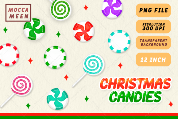Christmas Candy Collection Illustrations for Digital Sellers