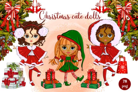 Christmas CUTE DOLLS Holiday Clothes Png Review