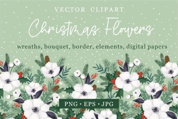 Christmas Flowers Vector Clipart Review for Branding and Marketing