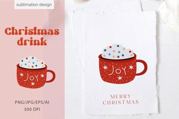 Christmas Hot Drink Mug Illustrations for Digital Selling