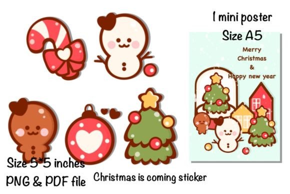 Christmas is Coming Sticker Poster for Editorial and Web Design