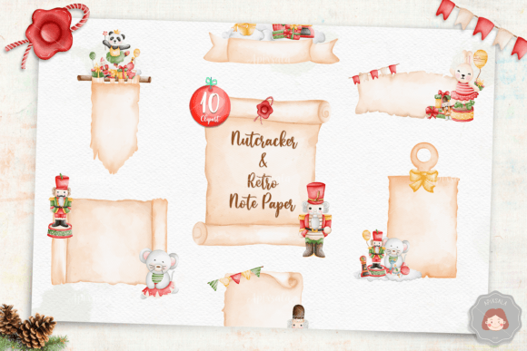 Christmas Nutcracker Retro Note Paper Illustrations