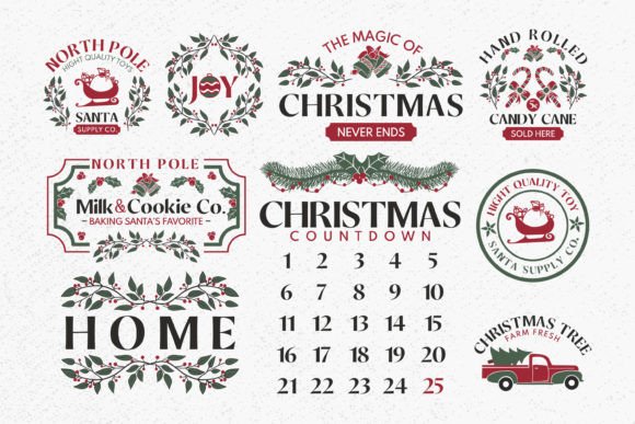 Christmas Sign Making Bundle, Farmhouse Illustrations