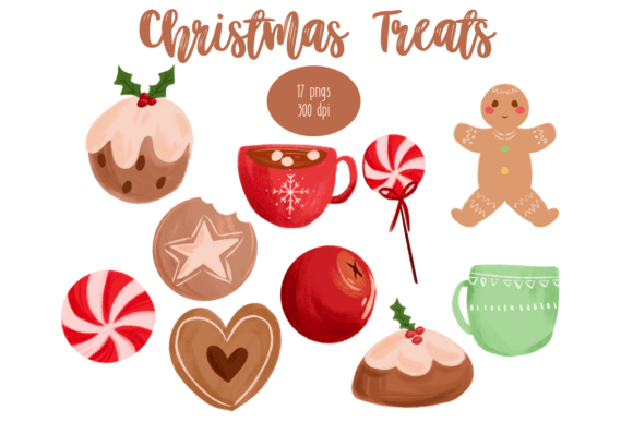 Christmas Treats Clipart Set: Festive Illustrations for Handmade Shops