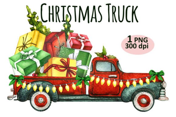 Christmas Truck Clipart PNG Sublimation for Crafting and Design