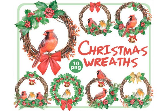 Christmas Wreath with Birds Clipart Set Review