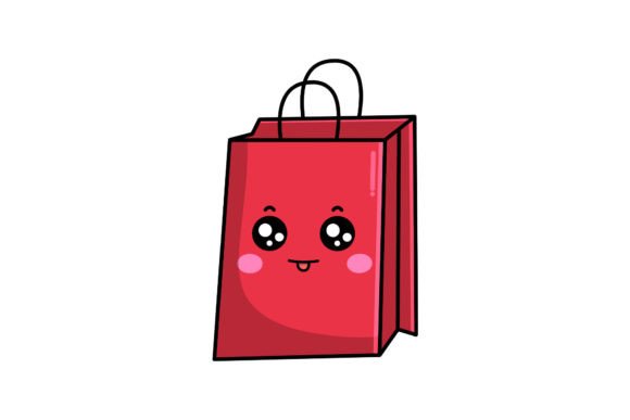 Cute Christmas Character Shopping Bag Illustrations
