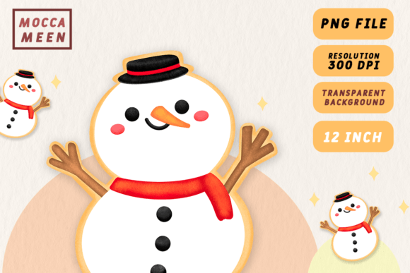 Cute Snowman Cookie Icing Christmas Illustration