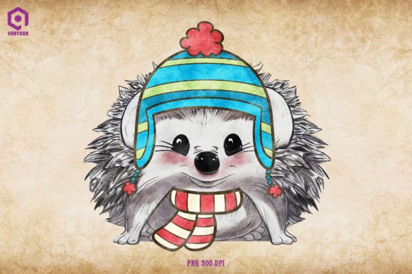 Hedgehog Cozy Christmas Illustrations