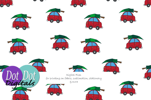 Red Car with Christmas Tree Seamless Illustration Review