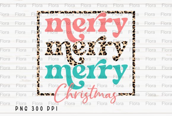 Retro Merry Christmas Leopard PNG Illustration