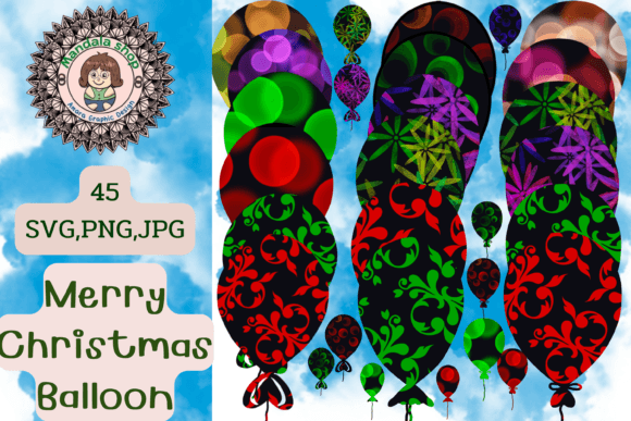 SVG Merry Christmas Balloon Sky Review for Illustrations